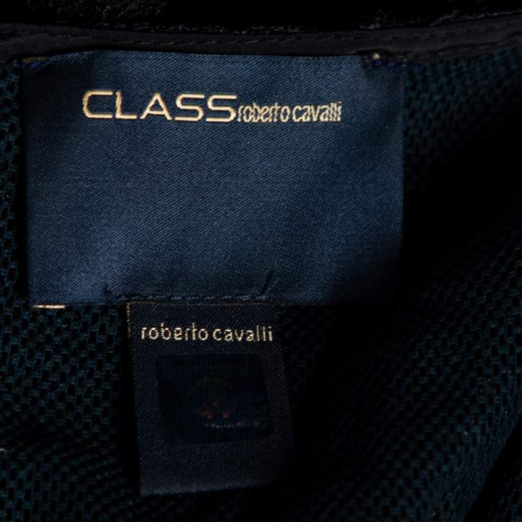 Pre Owned Class by Roberto Cavalli Black Lace Sleeveless Pleated Short Dress S 