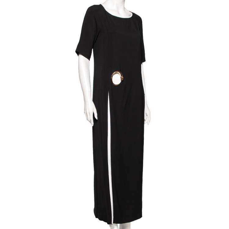 Pre Owned Class by Roberto Cavalli Black Crepe Cut-Out Detailed Side Slit Dress M