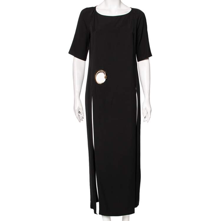 Pre Owned Class by Roberto Cavalli Black Crepe Cut-Out Detailed Side Slit Dress M