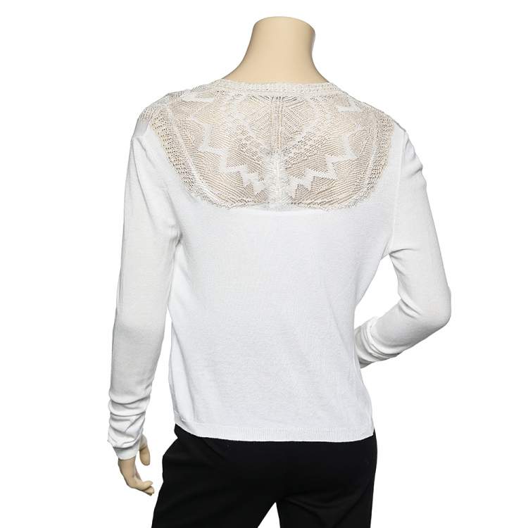Pre Owned Class by Roberto Cavalli Cream Knit Blend Cardigan M