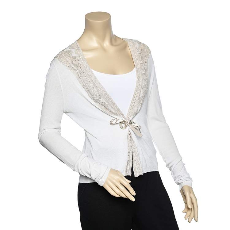 Pre Owned Class by Roberto Cavalli Cream Knit Blend Cardigan M