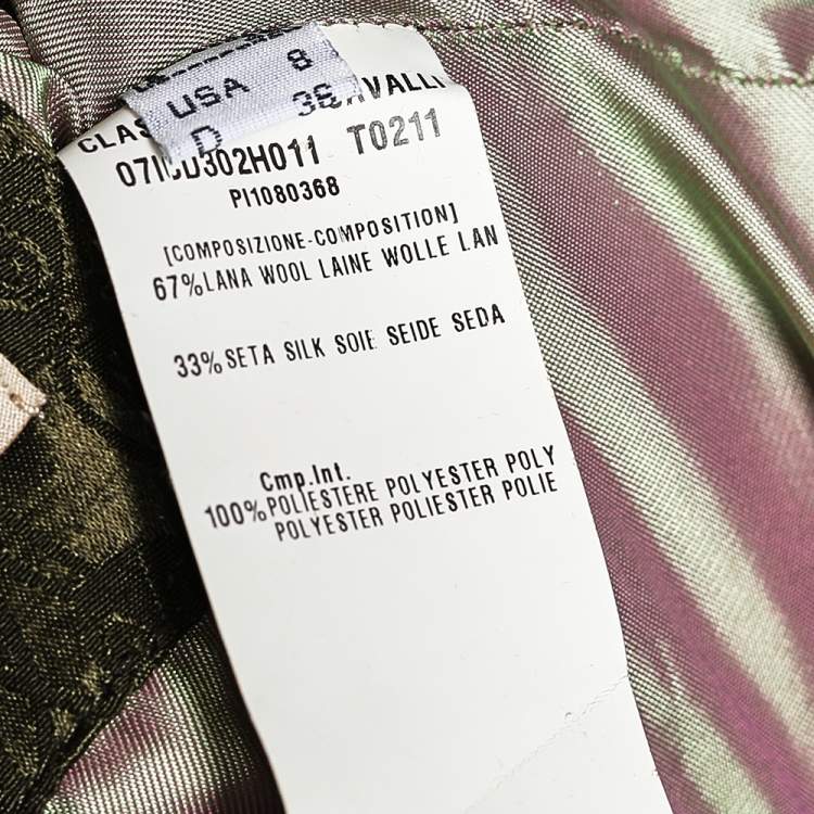 Pre Owned Class by Roberto Cavalli Olive Green Jacquard Wool Quilted Jacket M