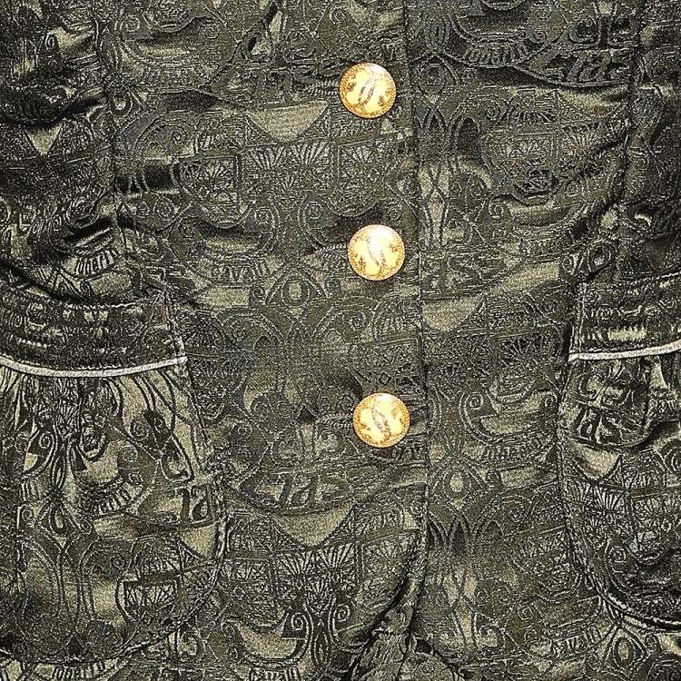 Pre Owned Class by Roberto Cavalli Olive Green Jacquard Wool Quilted Jacket M