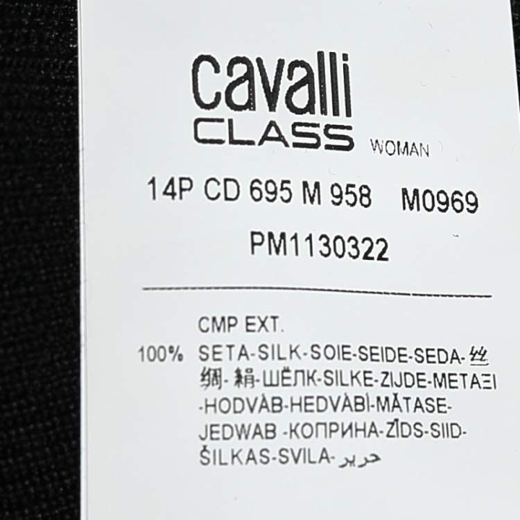 Pre Owned Cavalli Class Black Knit & Floral Printed Kaftan Top L