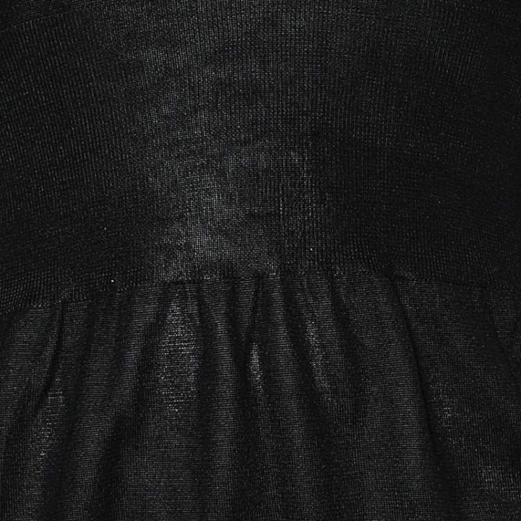 Pre Owned Cavalli Class Black Knit & Floral Printed Kaftan Top L