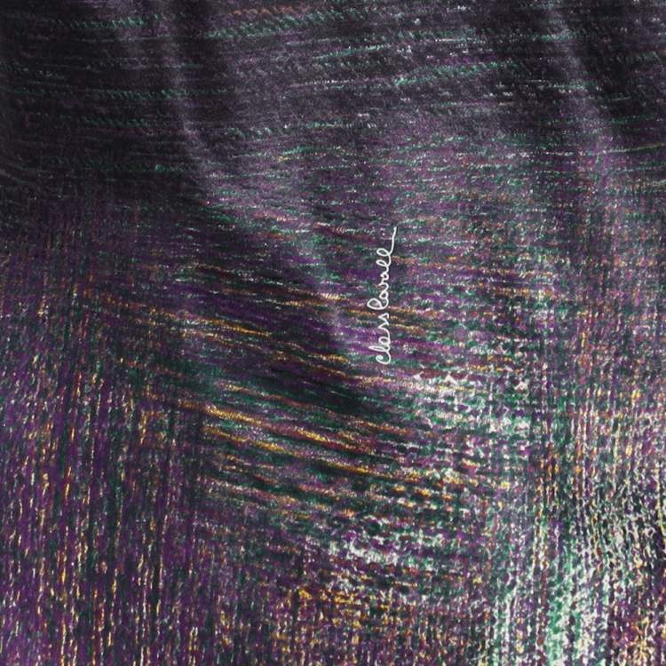 Pre Owned Class by Roberto Cavalli Purple Printed Satin Embellished One Shoulder Gown XL
