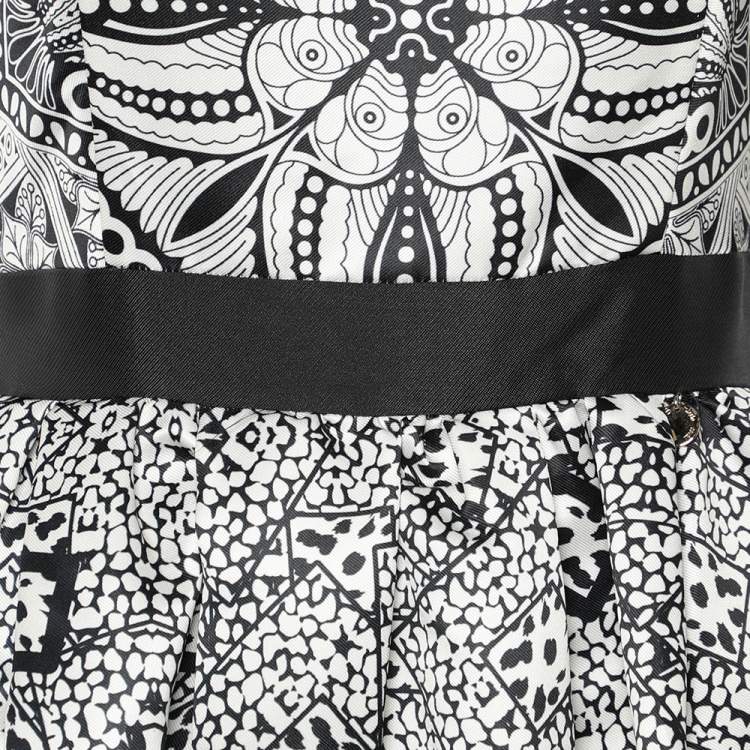Pre Owned Class Cavalli Monochrome Printed Sateen Maxi Dress M