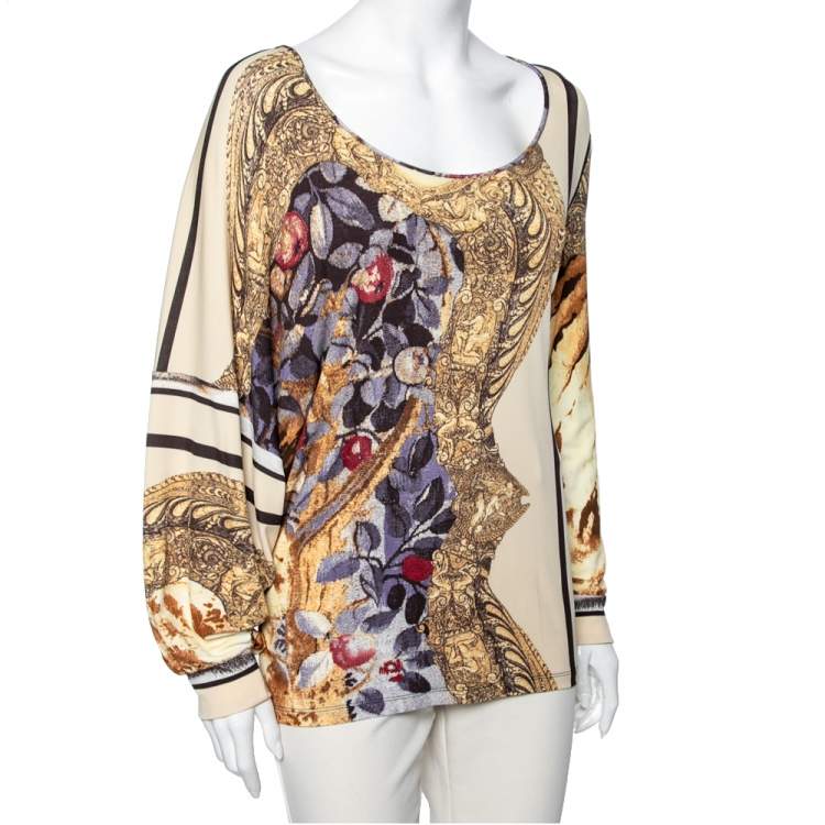 Pre Owned Class by Roberto Cavalli Multicolor Printed Jersey Top M