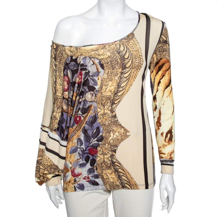 Pre Owned Class by Roberto Cavalli Multicolor Printed Jersey Top M