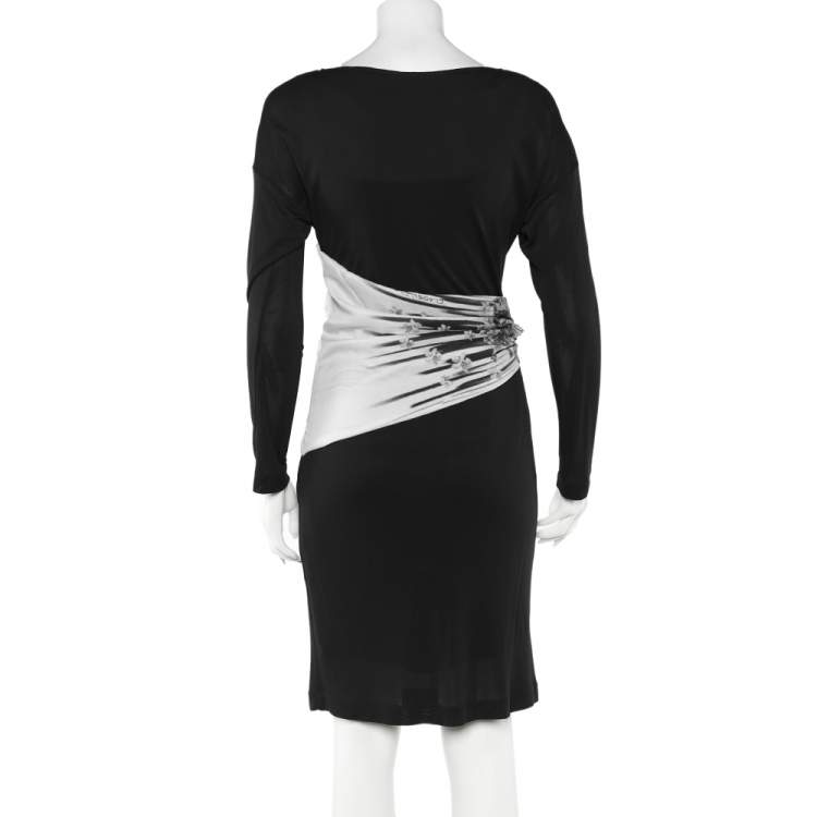 Pre Owned Class By Roberto Cavalli Black Jersey Draped Waist Detail Midi Dress M