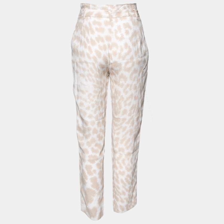 Pre Owned Class by Roberto Cavalli Beige Crepe Printed Belted Trousers S