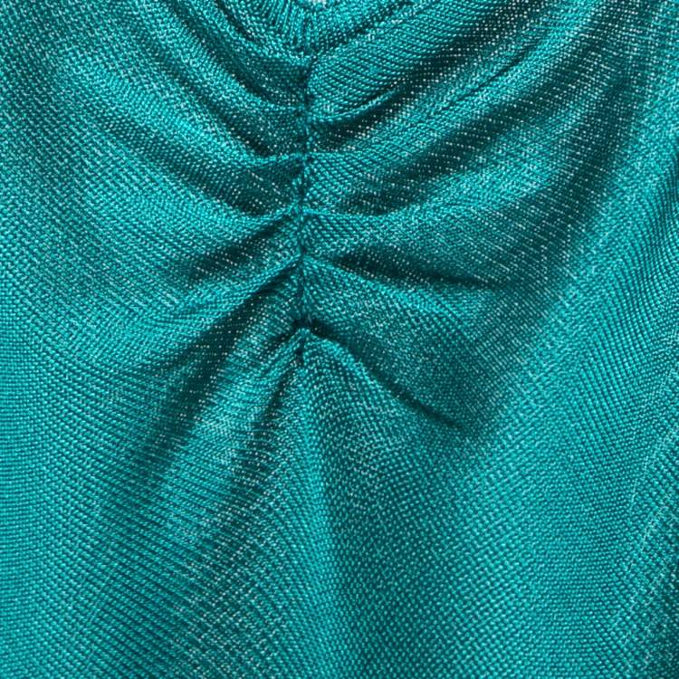 Pre Owned Class by Roberto Cavalli Teal Blue Knit Embellished Hem Camisole M