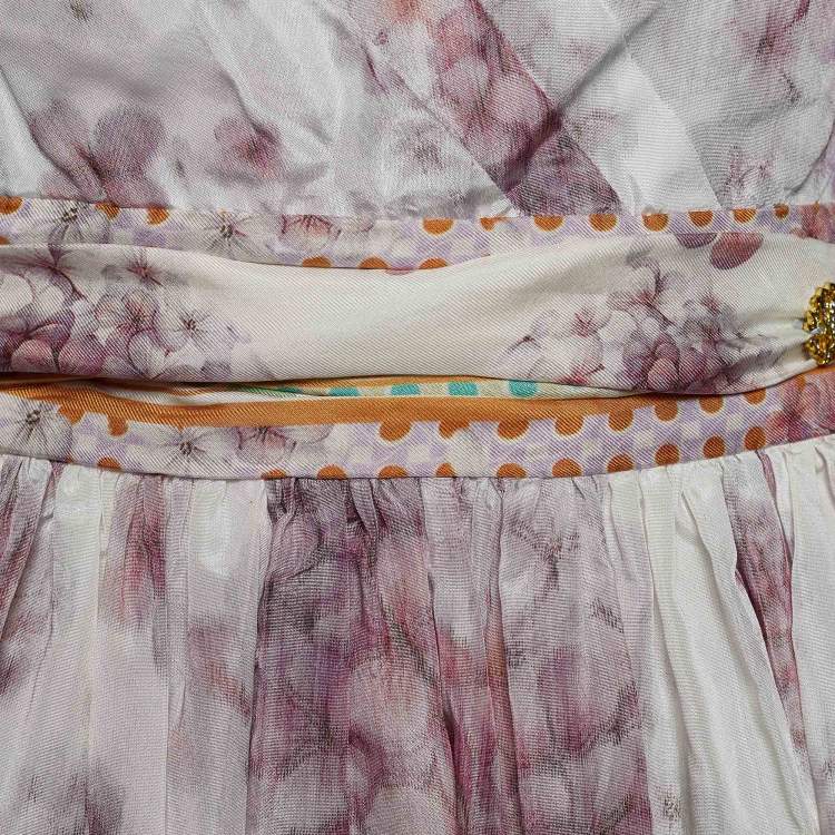 مملوكة مسبقًا Class by Roberto Cavalli White Floral Printed Sleeveless Mini Dress M