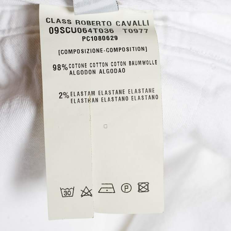 Pre Owned Class by Roberto Cavalli White Cotton Straight Leg Trousers L