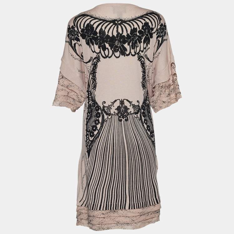 Pre Owned Class by Roberto Cavalli Light Pink Printed Knit Shrug M