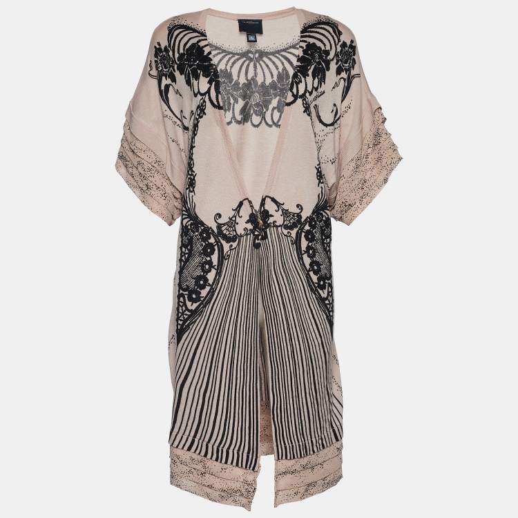 Pre Owned Class by Roberto Cavalli Light Pink Printed Knit Shrug M