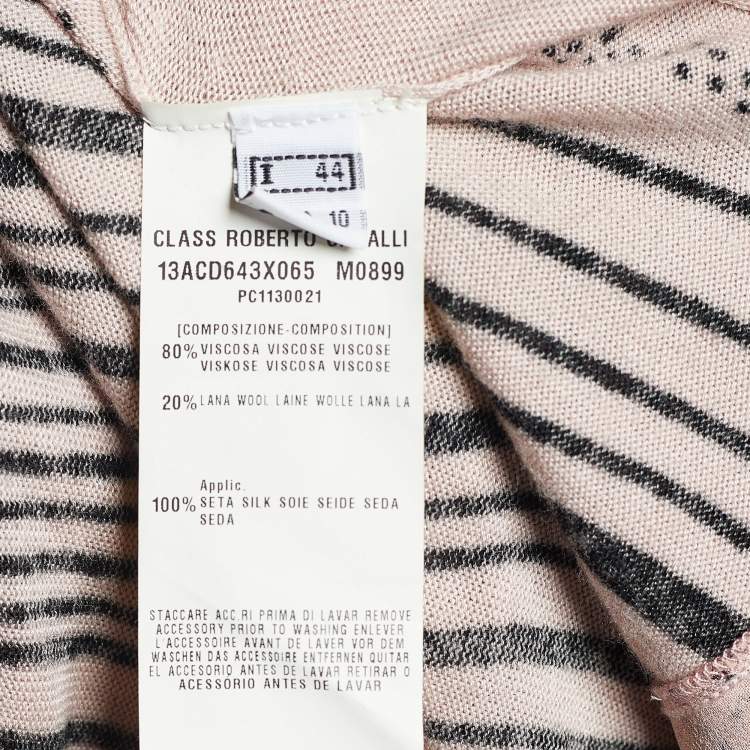 Pre Owned Class by Roberto Cavalli Light Pink Printed Knit Shrug M