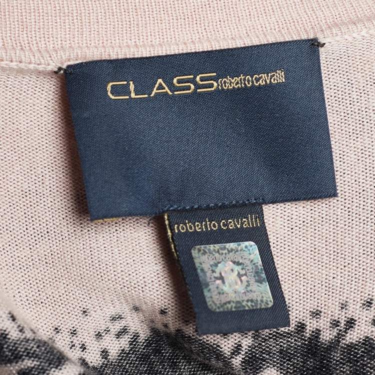 Pre Owned Class by Roberto Cavalli Light Pink Printed Knit Shrug M