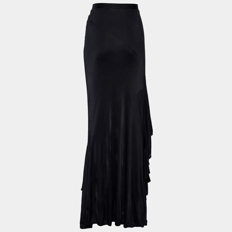 Pre Owned Class by Roberto Cavalli Black Jersey Ruffled Maxi Skirt M