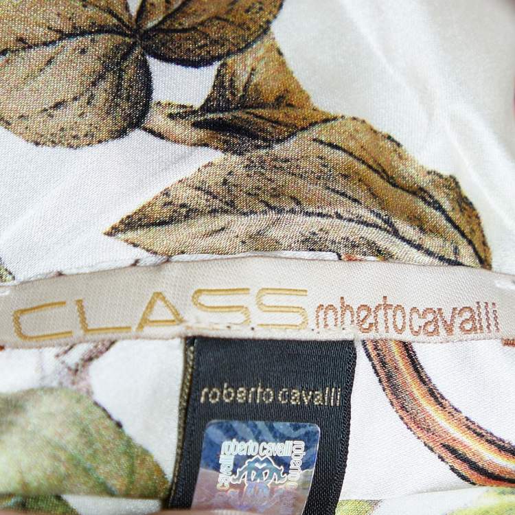 Pre Owned Class by Roberto Cavalli Printed Silk  Satin Halter Neck Top M