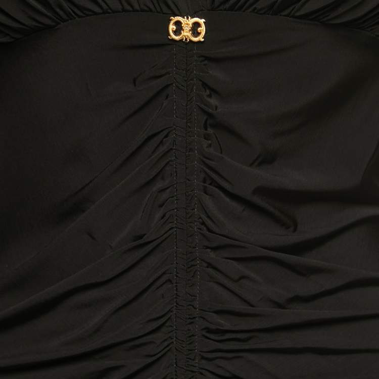 Pre Owned Class by Roberto Cavalli Black Jersey Ruched Top M