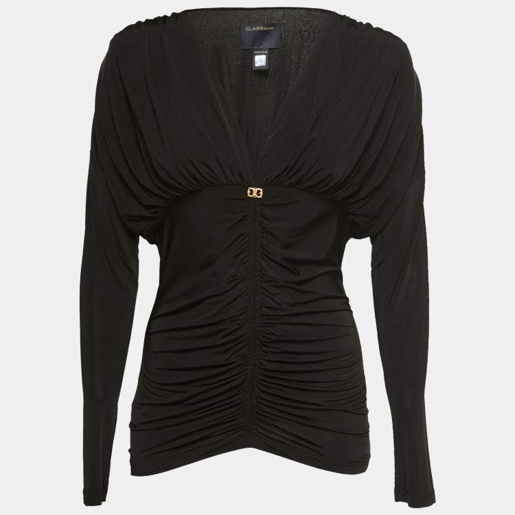 Pre Owned Class by Roberto Cavalli Black Jersey Ruched Top M