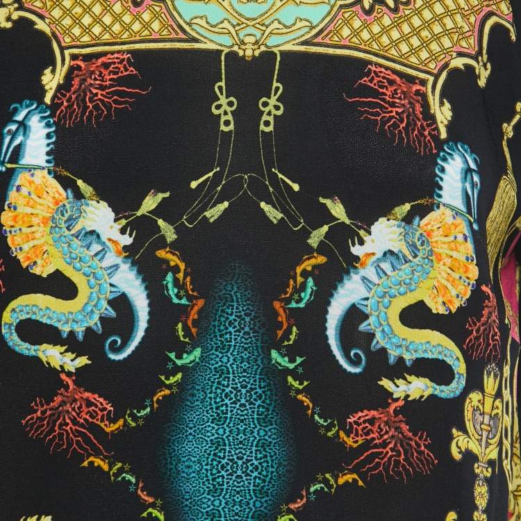 Pre Owned Class by Roberto Cavalli Black Printed Silk Top M