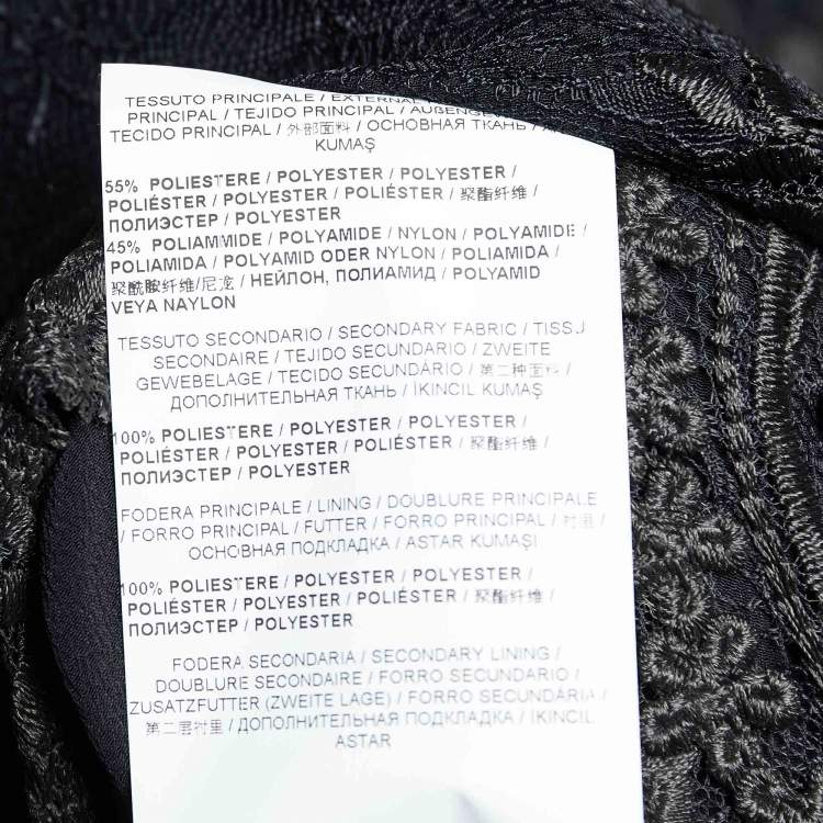 Pre Owned Cavalli Class Black Lace & Tulle Mock Neck Belted Maxi Dress XL