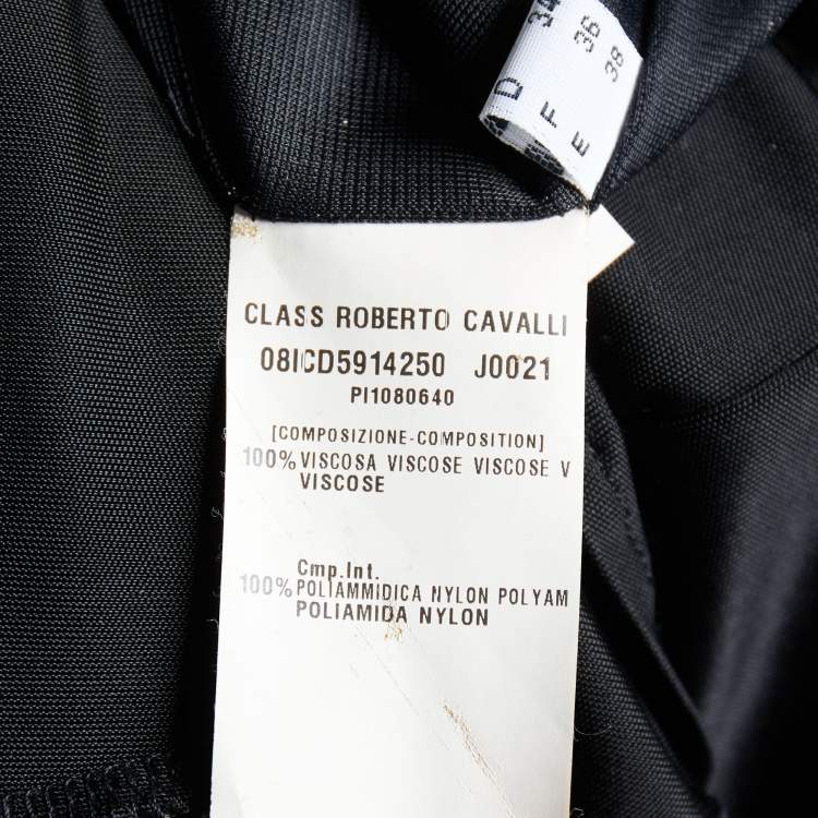 Pre Owned Class by Roberto Cavalli Black Jersey Waist Trim Midi Dress S