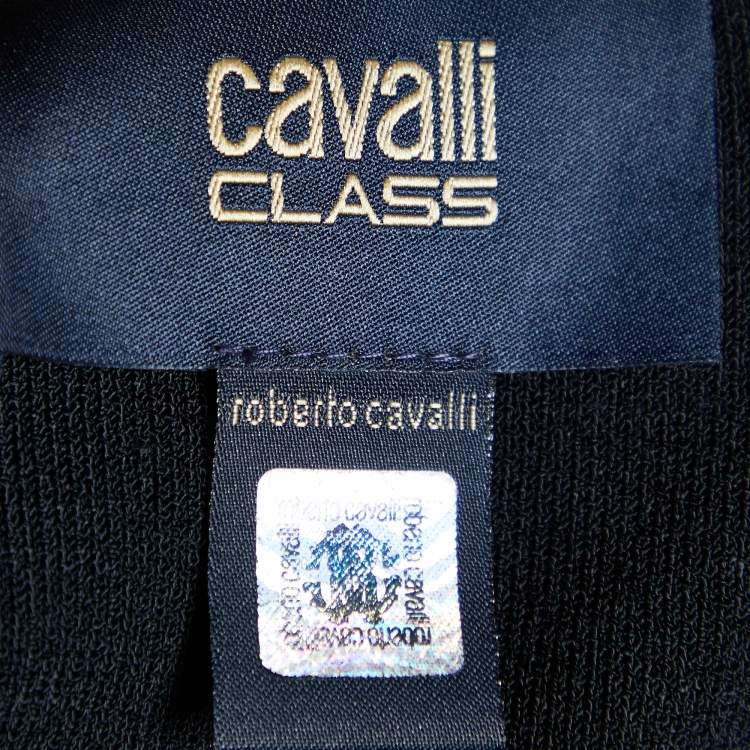 Pre Owned Cavalli Class Black Knit Lace Detail Shift Dress M