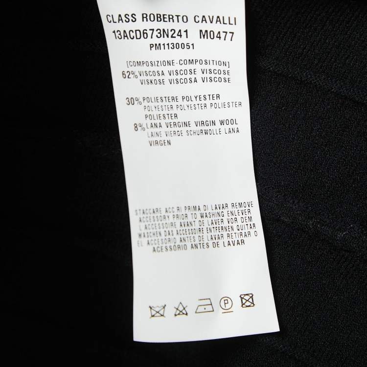 Pre Owned Class by Roberto Cavalli Black Printed Satin & Knit Flared Short Dress S