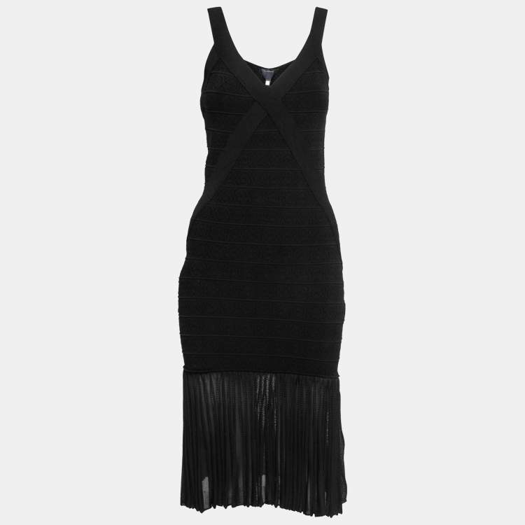 Pre Owned Class by Roberto Cavalli Black Knit Frill Detail Hem Sleeveless Midi Dress S