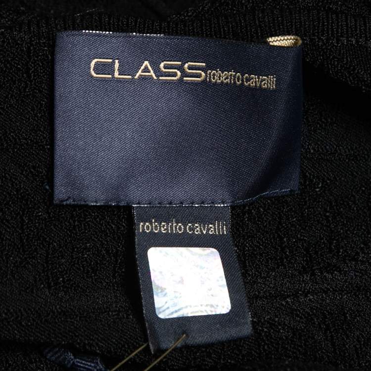 Pre Owned Class by Roberto Cavalli Black Knit Frill Detail Hem Sleeveless Midi Dress S