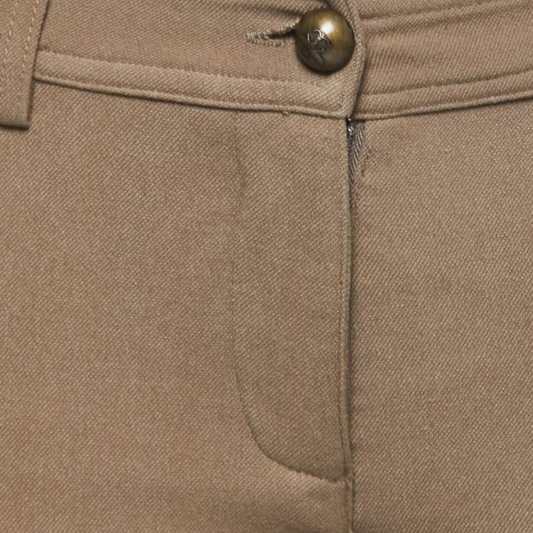 Pre Owned Class by Roberto Cavalli Dark Beige Knit Slim Fit Trousers S