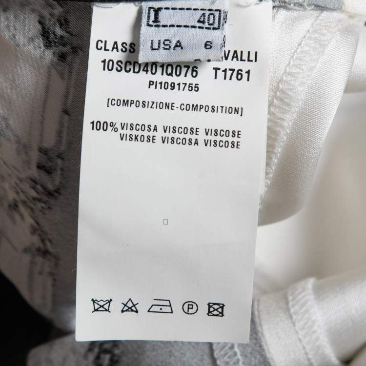 Pre Owned Class by Roberto Cavalli Black/White Printed Crepe One Shoulder Mini Dress S