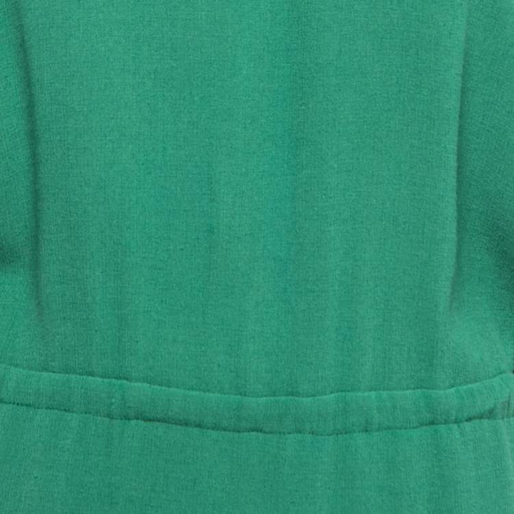Pre Owned Class by Roberto Cavalli Green Crepe Ruffled Sleeve Elasticized Waist Maxi Dress L