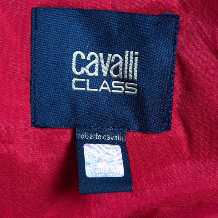 Pre Owned Class By Roberto Cavalli Red Stretch Crepe Pleated Blazer L