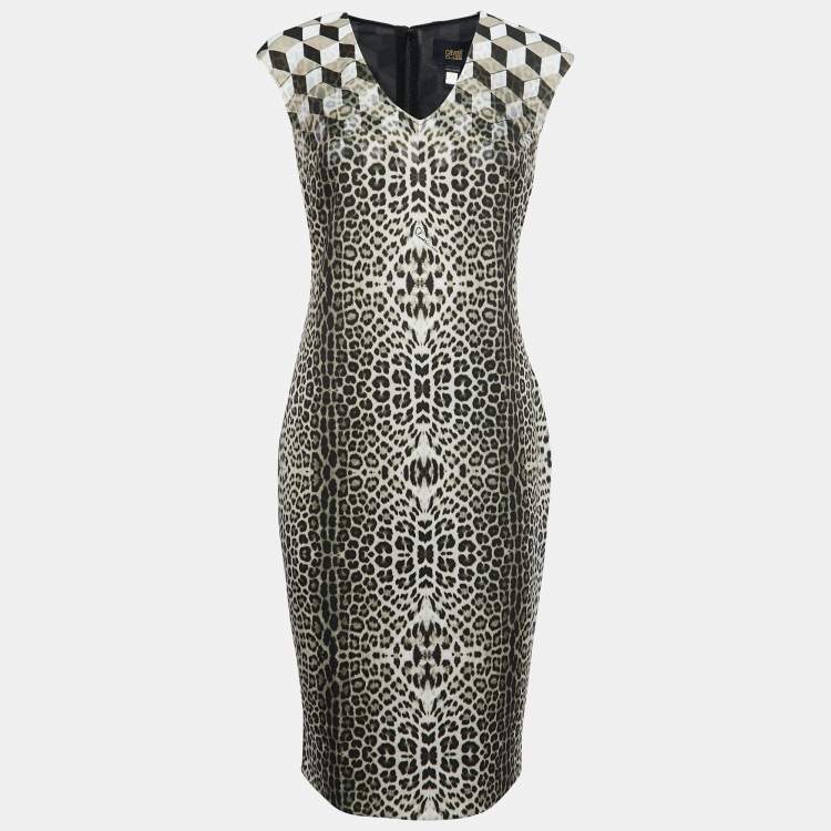 Pre Owned Class by Roberto Cavalli Black Animal Print Synthetic Sleeveless Shift Dress M