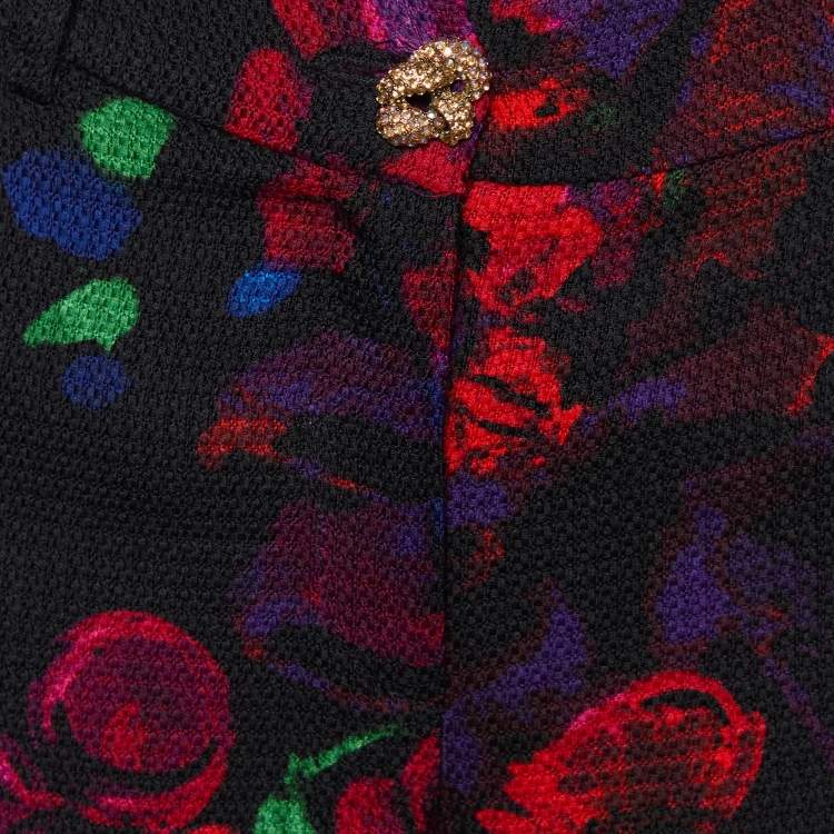 Pre Owned Class by Roberto Cavalli Multicolor Floral Printed Wool Straight Leg Pants M