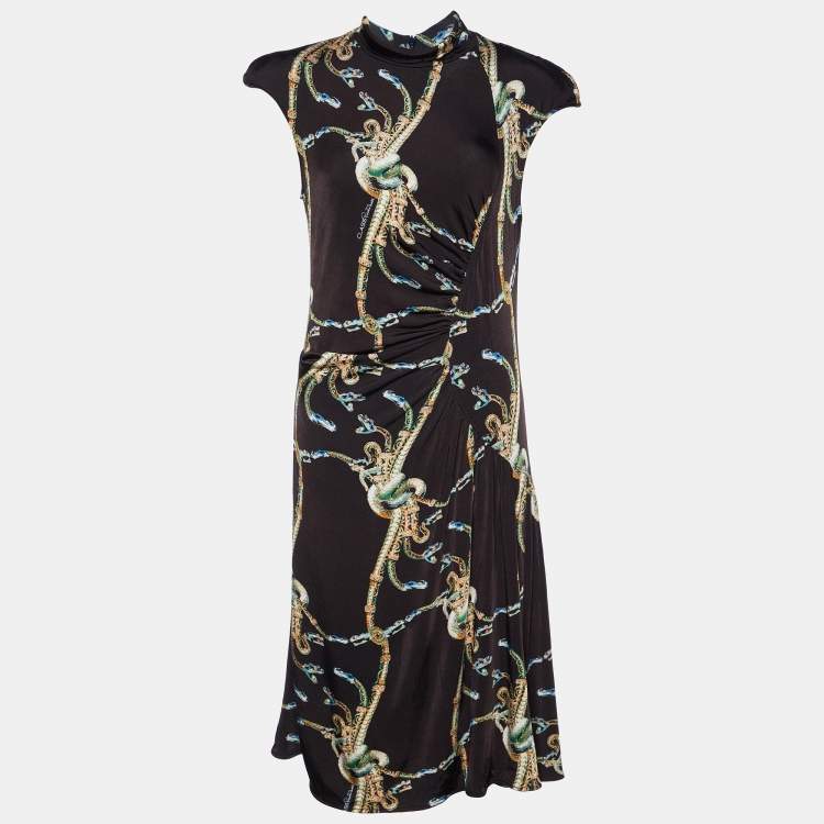 Pre Owned Class by Roberto Cavalli Brown Printed Jersey Midi Dress L
