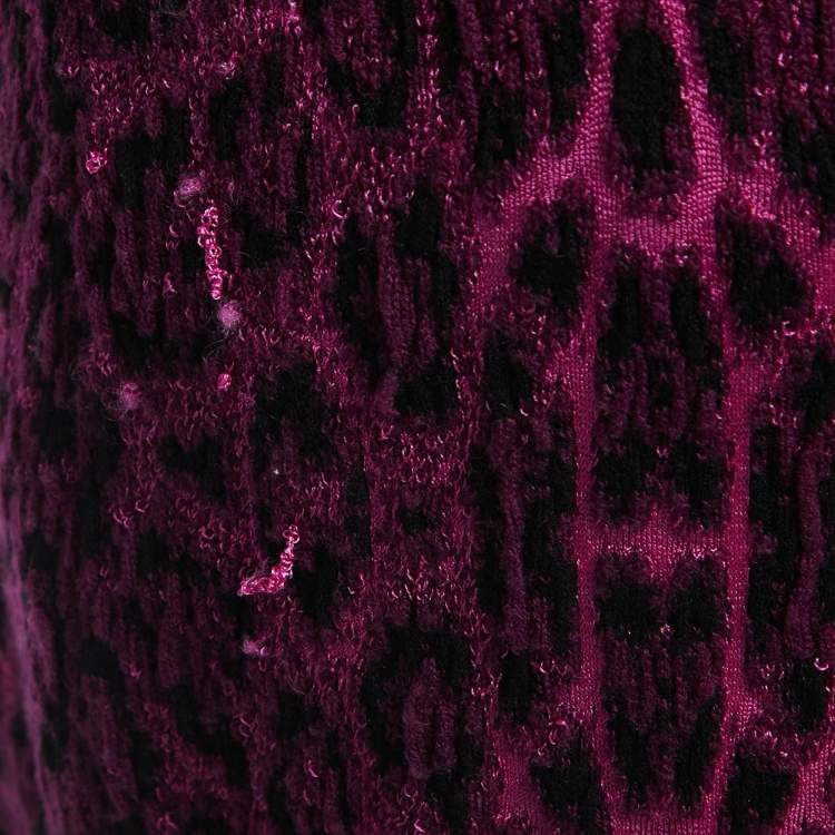 Pre Owned Class by Roberto Cavalli Purple Leopard Patterned Knit Flared Short Dress M