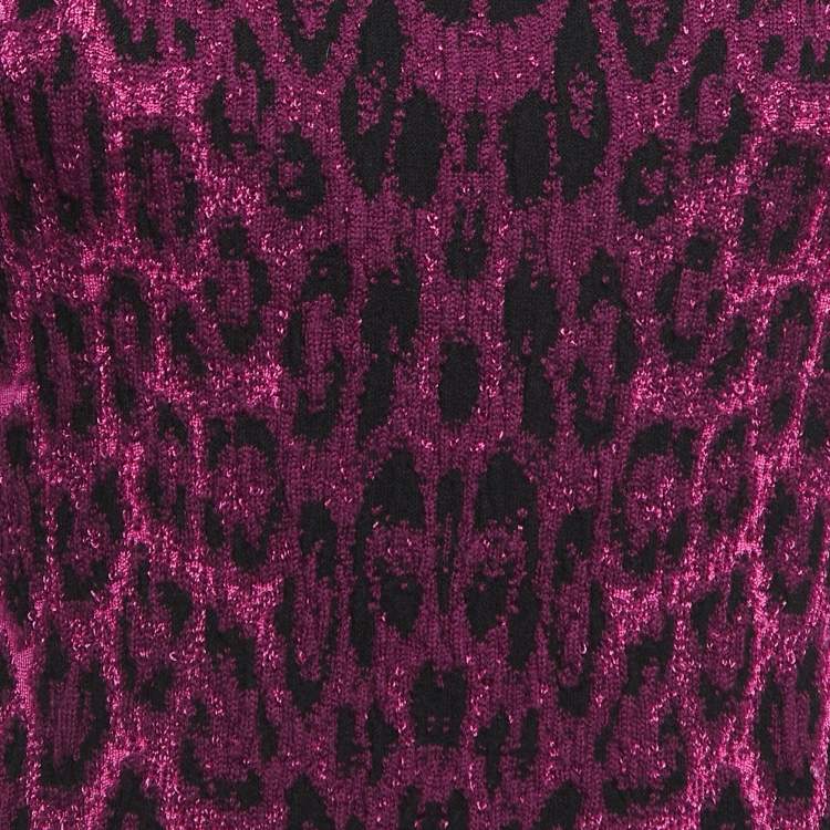 Pre Owned Class by Roberto Cavalli Purple Leopard Patterned Knit Flared Short Dress M