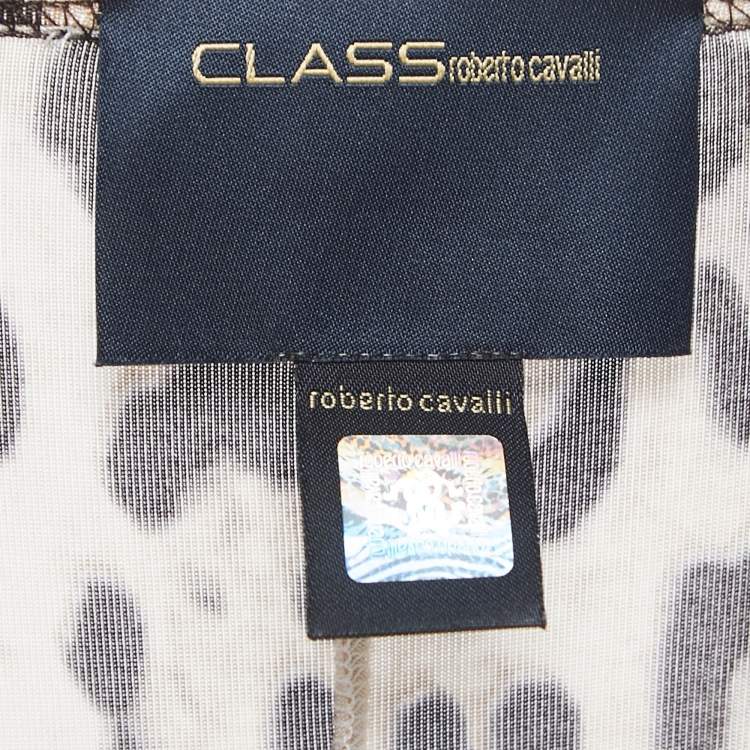 Pre Owned Class by Roberto Cavalli Beige Animal Print Jersey Belted Short Dress M