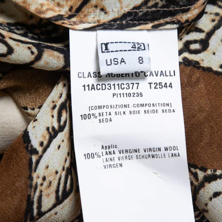 Pre Owned Class by Roberto Cavalli Multicolor Printed Silk High Neck Poncho Top M