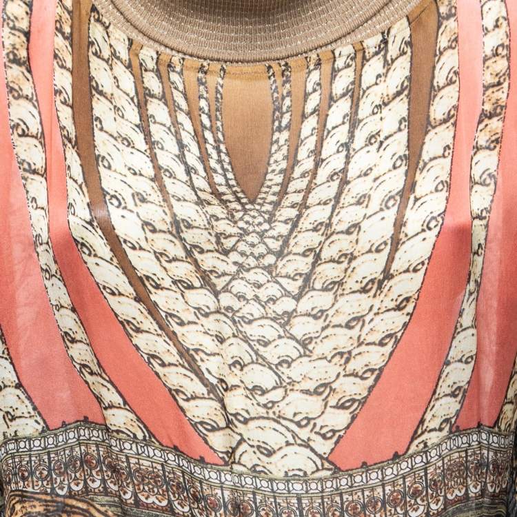 Pre Owned Class by Roberto Cavalli Multicolor Printed Silk High Neck Poncho Top M