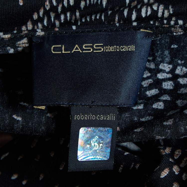 Pre Owned Class by Roberto Cavalli Monochrome Modal Knit Lurex Detail Sweatshirt L