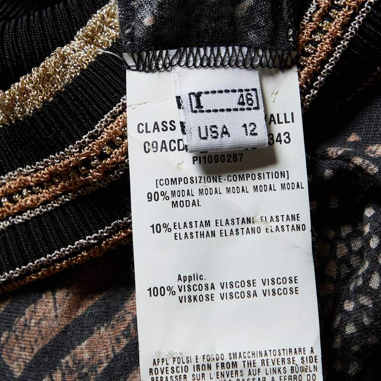 Pre Owned Class by Roberto Cavalli Monochrome Modal Knit Lurex Detail Sweatshirt L