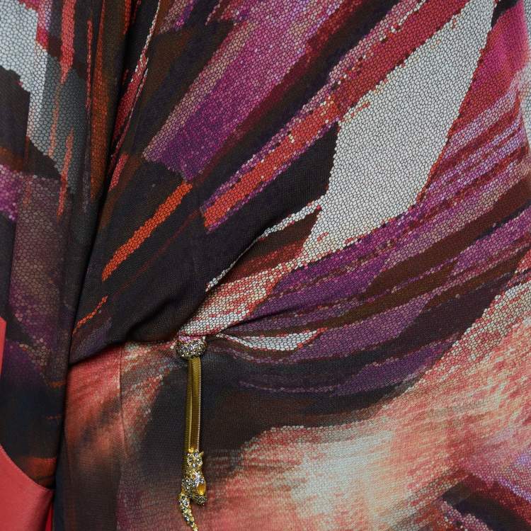 Pre Owned Cavalli Class Multicolor Printed Jersey Maxi Dress L