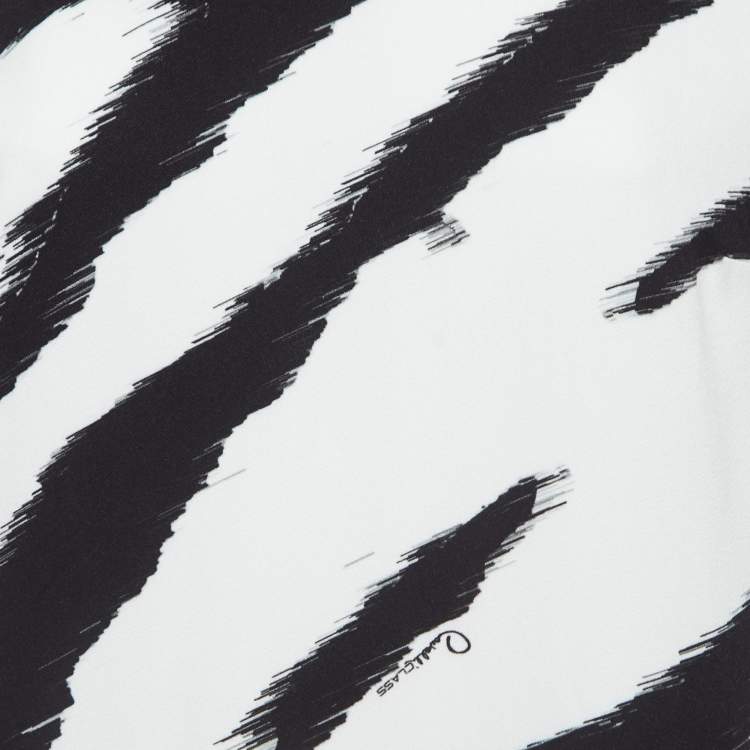 Pre Owned Class by Roberto Cavalli White/Black Patterned Crepe Shift Dress L