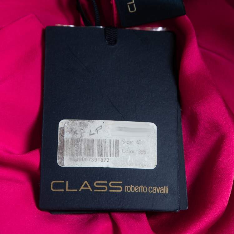 Pre Owned Class by Roberto Cavalli Pink Silk Embellished Long Sleeve Blouse S 